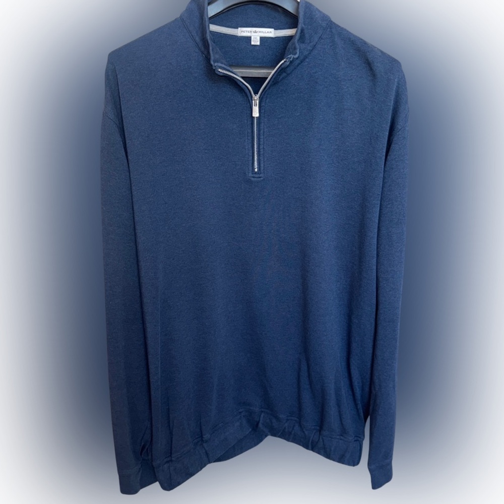 Peter Millar blue cotton long sleeve golf pullover Men’s 2XL